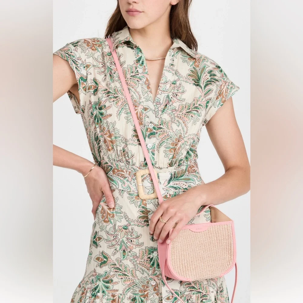 NIB Ree Projects Helene Hobo Mini Raffia Bag in Peach - Picture 5 of 14
